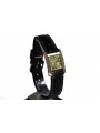 14 Karat Gelbgold und Schwarzes Leder Armbanduhr Geneve lw035y