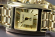 Italian Yellow Vintage 14K Yellow Gold Lady Watch Geneve with Gold Dial and Gold & Black Dia lw036y