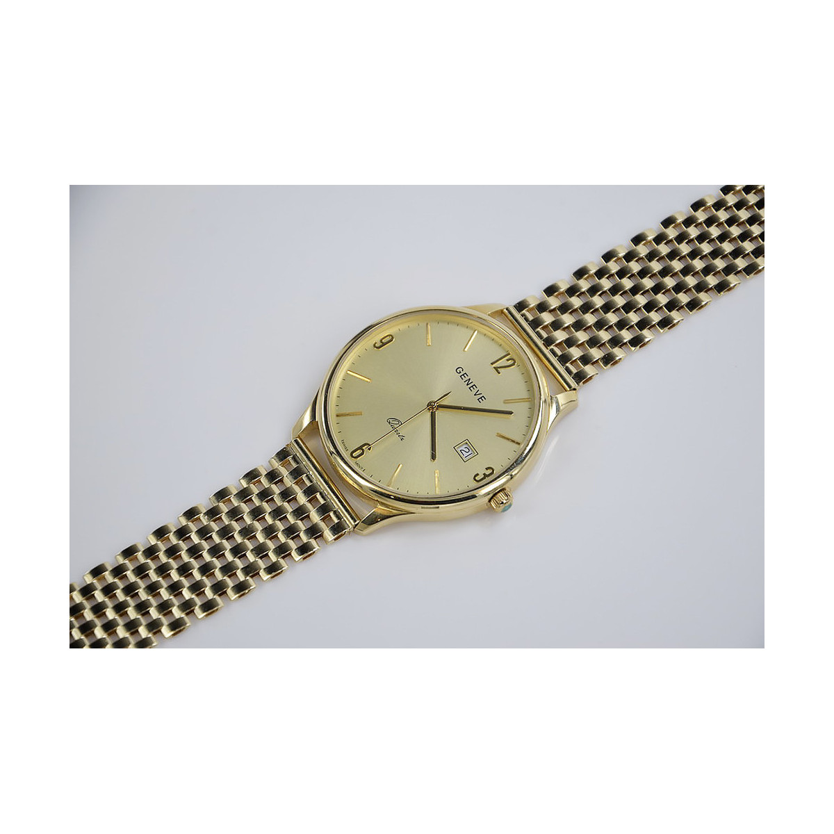 Gold men's watch Geneve ★ zlotychlopak.pl ★ Gold purity 585 333 Low Price!