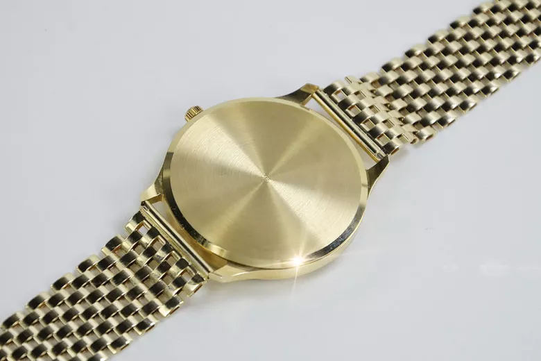 Gold men's watch Geneve ★ zlotychlopak.pl ★ Gold purity 585 333 Low Price!