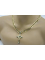 Italian Yellow 14k Gold Catholic Cross & Gourmette Set 