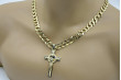 Italian Yellow 14k Gold Catholic Cross & Gourmette Set 