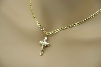 Golden cross with a chain ★ zlotychlopak.pl ★ Gold attempt 585 333 Low price!