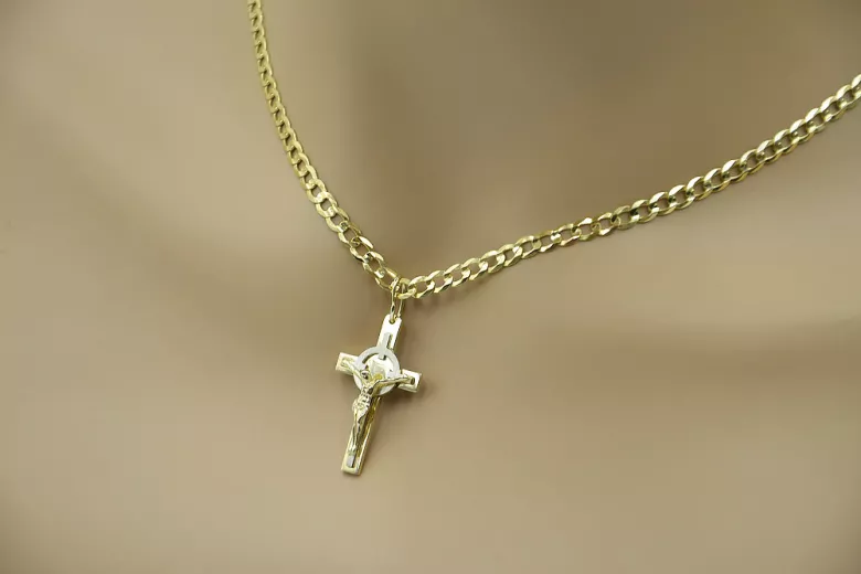 Cruz de oro con una cadena ★ zlotychlopak.pl Intento de oro 585 333 ¡★ Precio bajo!