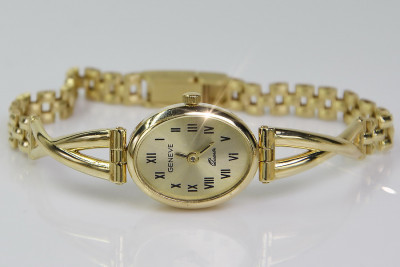 Италиански жълт златен дамски часовник Geneve Lady Gift 14K lw089y