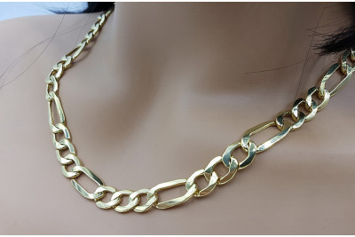 Vintage Rose Italian Yellow Gold Figaro Chain - 14K Yellow Gold 55cm 10mm cc010