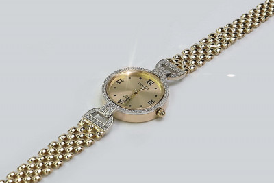 Elegant 14K Yellow Gold Lady's Watch - Italian Geneve Lady Gift lw107y