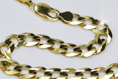 14K Yellow Gold Gourmette Cuban Link Chain cc001y