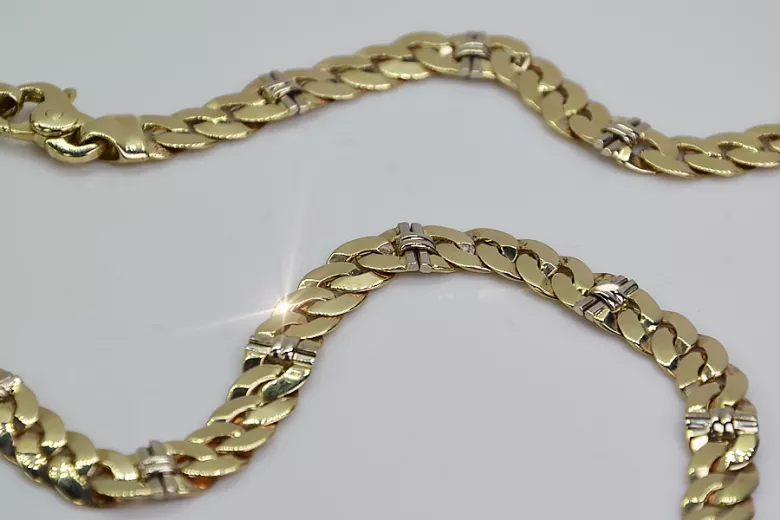 Italienische Gelb- & Weißgoldkette, 14K, massiv cc041yw