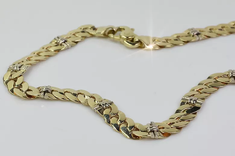 Italienische Gelb- & Weißgoldkette, 14K, massiv cc041yw