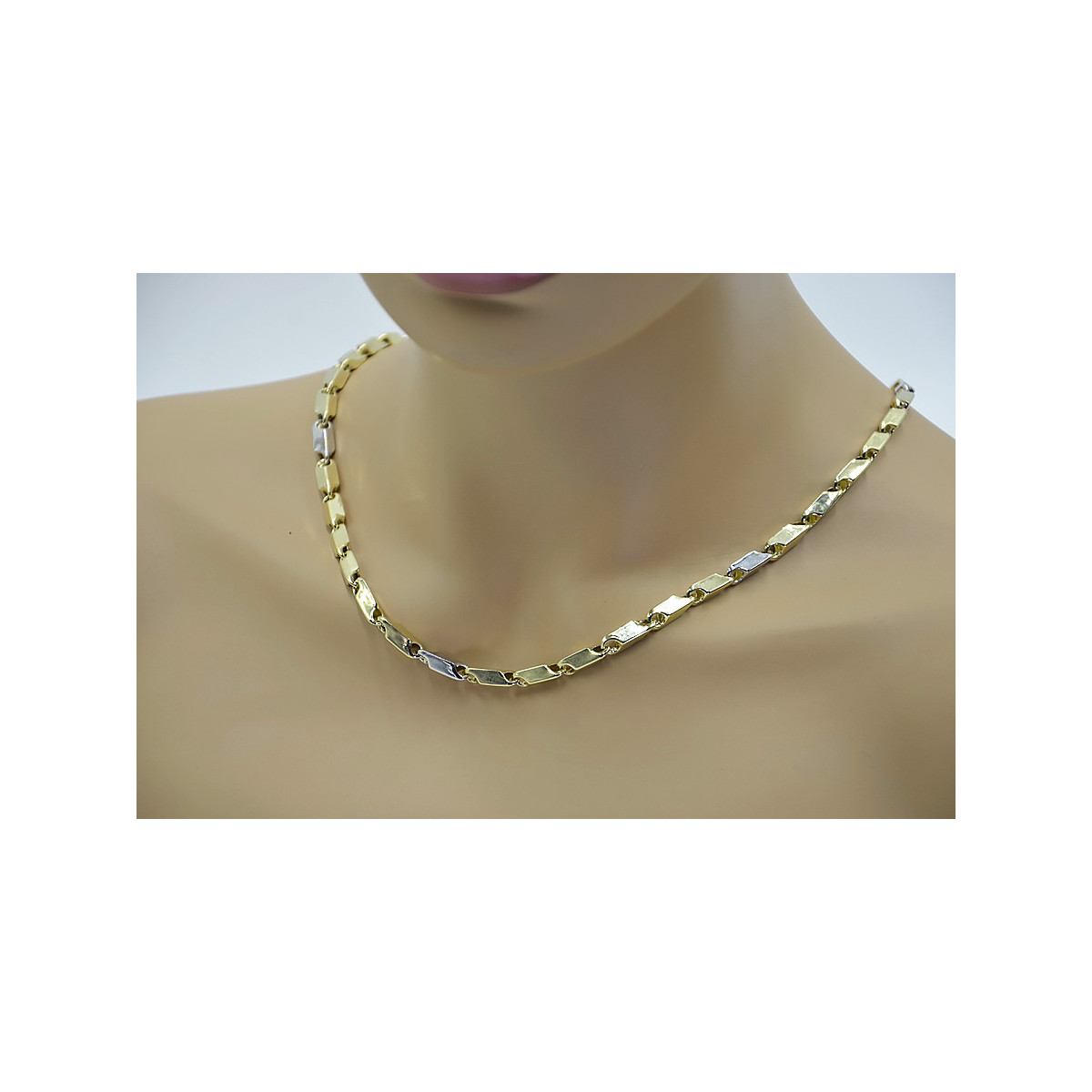 Italianische 14K Gelb- & Weißgold Kette, 55cm cc027yw