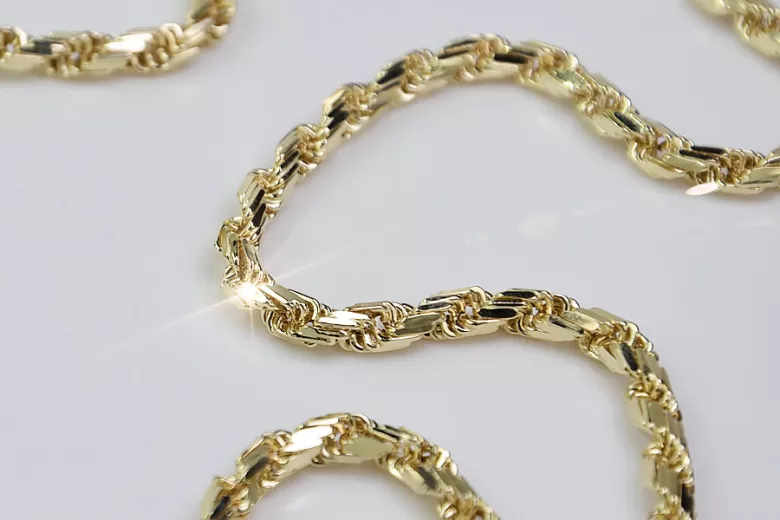 Italian 14K White and Yellow Gold Corda Rope Chain cc038y