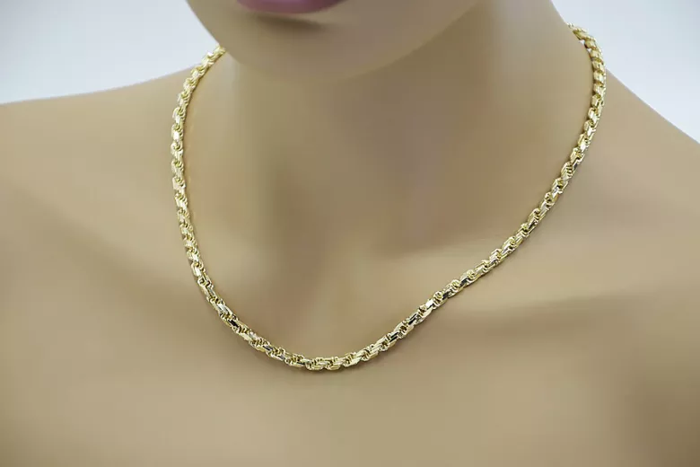 Italian 14K White and Yellow Gold Corda Rope Chain cc038y