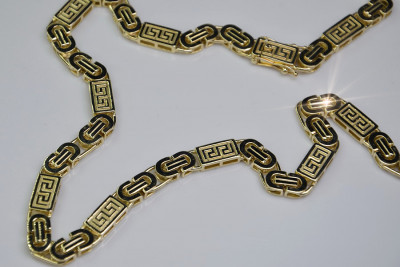 14K Yellow Gold Bizantine Versac Greek Chain - Classic Elegance cc050y