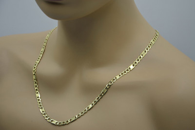 Italian Hollow Figaro Chain in 14K Yellow Gold cc060y