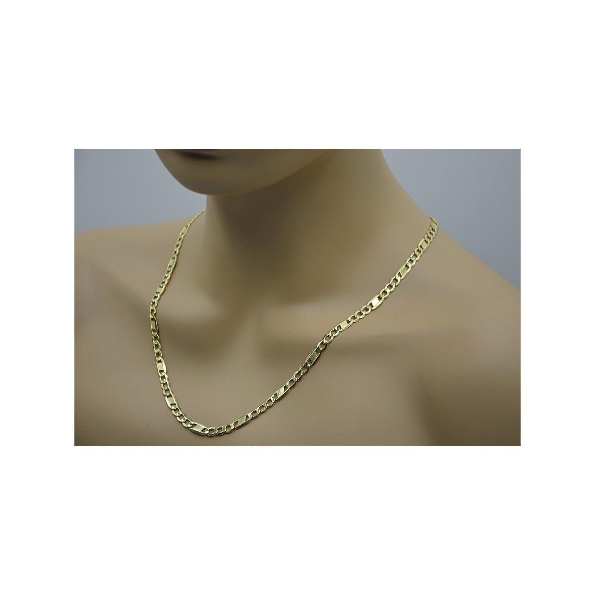 Italian Hollow Figaro Chain in 14K Yellow Gold cc060y