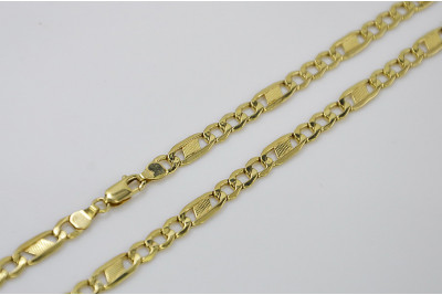 Italian Hollow Figaro Chain in 14K Yellow Gold cc060y