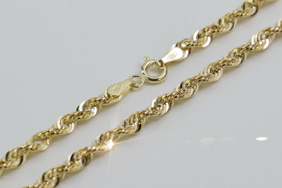 Chaîne en corde en or jaune italien 14 carats 585, 50 cm, 3mm cc087y