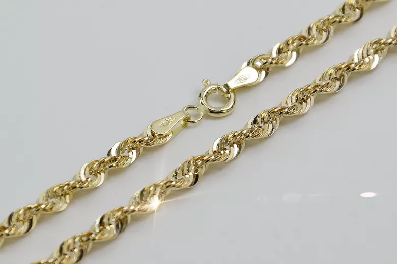 Bracelet en or jaune 14 carats, coupe diamant, nouvelle corde cb087