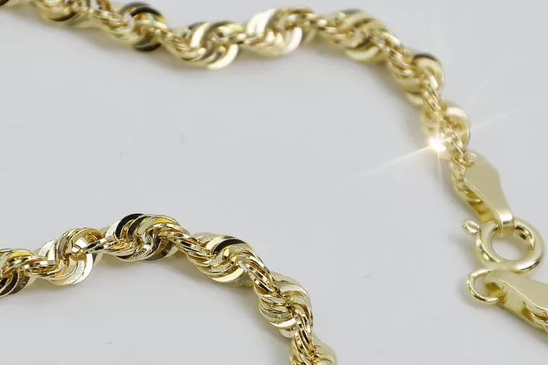 Bracelet en or jaune 14 carats, coupe diamant, nouvelle corde cb087