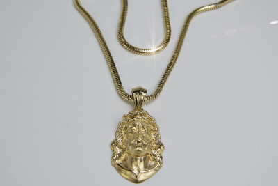 "Divine Protection 14k Gold Pendant on Snake Chain" pj001ym&cc020y