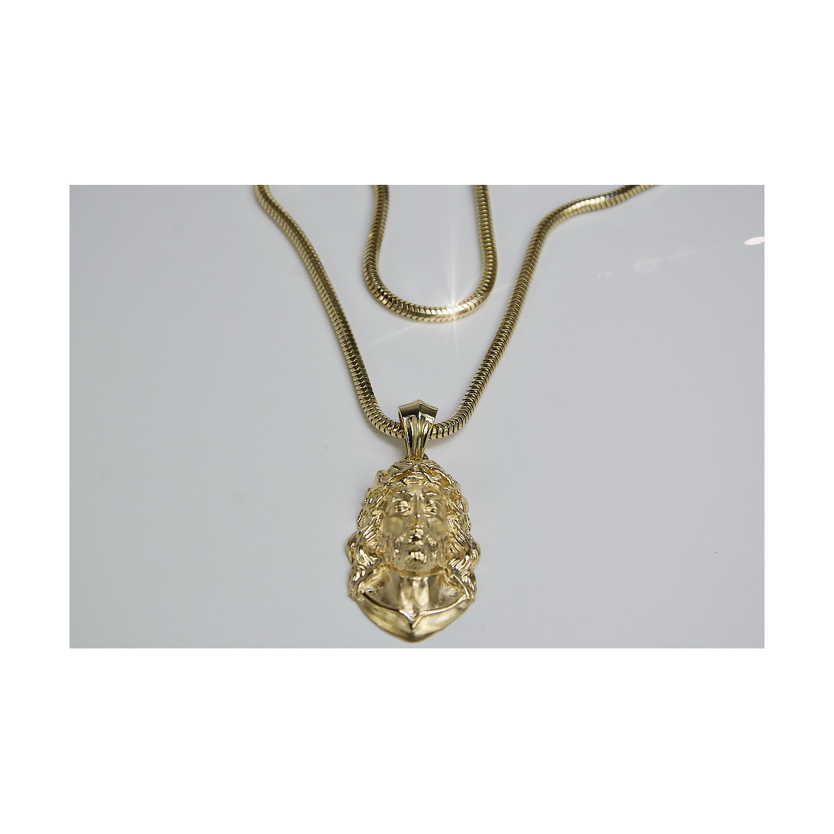 Medallón de oro de Dios con una cadena ★ zlotychlopak.pl ★ Oro 585 333 Precio bajo