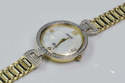 14K Жовте золото, Перлин Lady Gift Geneve Відомий Годинник lw004ydpr