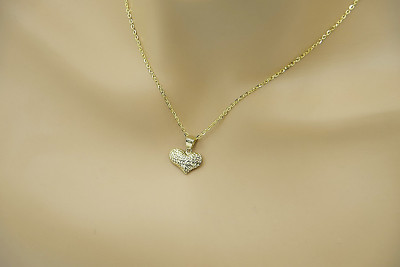 Pendentif Coeur Moderne en Or 14k avec Chaîne d'Ancrage cpn018y&cc003y