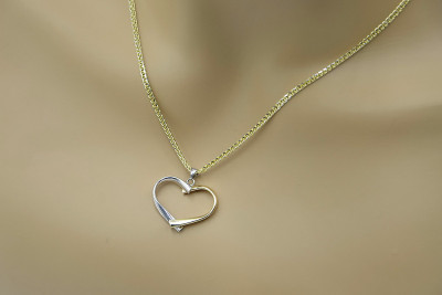 "Elegant 14k Gold Heart Pendant with Snake Chain" cpn013ywL&cc036y