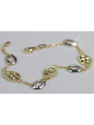 Pulsera de oro blanco y amarillo italiano de 14k con piedras preciosas. cb146yw