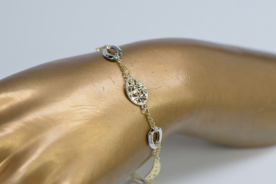Bratara eleganta din aur alb si galben 14K, 18,5 c. cb146yw