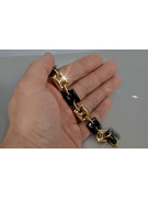 Bracelet en or jaune italien 14 carats avec onyx et pierres précieuses cb102y