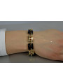 Bracelet en or jaune italien 14 carats avec onyx et pierres précieuses cb102y