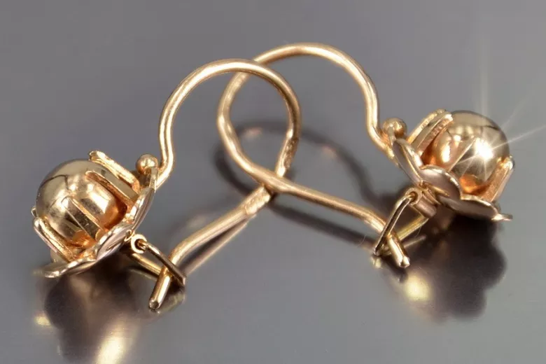 Russian rose Soviet gold earrings vens292