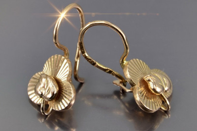 Russian rose Soviet gold earrings vens298