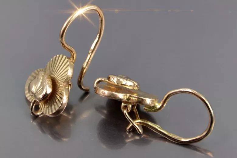 Russian rose Soviet gold earrings vens298