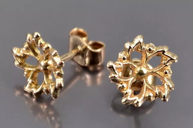 Russian rose Soviet gold earrings vens301