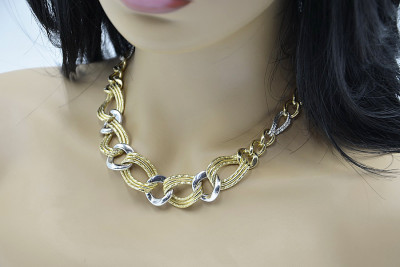 Russian rose pink USSR soviet Italian yellow gold necklace chain