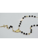 Italian 14K Yellow Gold Rosary Chain with Onyx Stones rcc005y