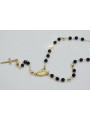 Italienisches 14 Karat Gelbgold Rosenkranz-Kette mit Onyx-Steinen rcc005y