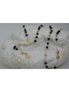 Italian 14K Yellow Gold Rosary Chain with Onyx Stones rcc005y