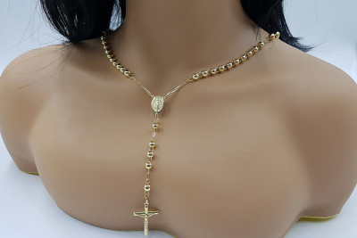 Lanț de Rozariu Aur galben 14k 585, 6 mm, Română rcc009y