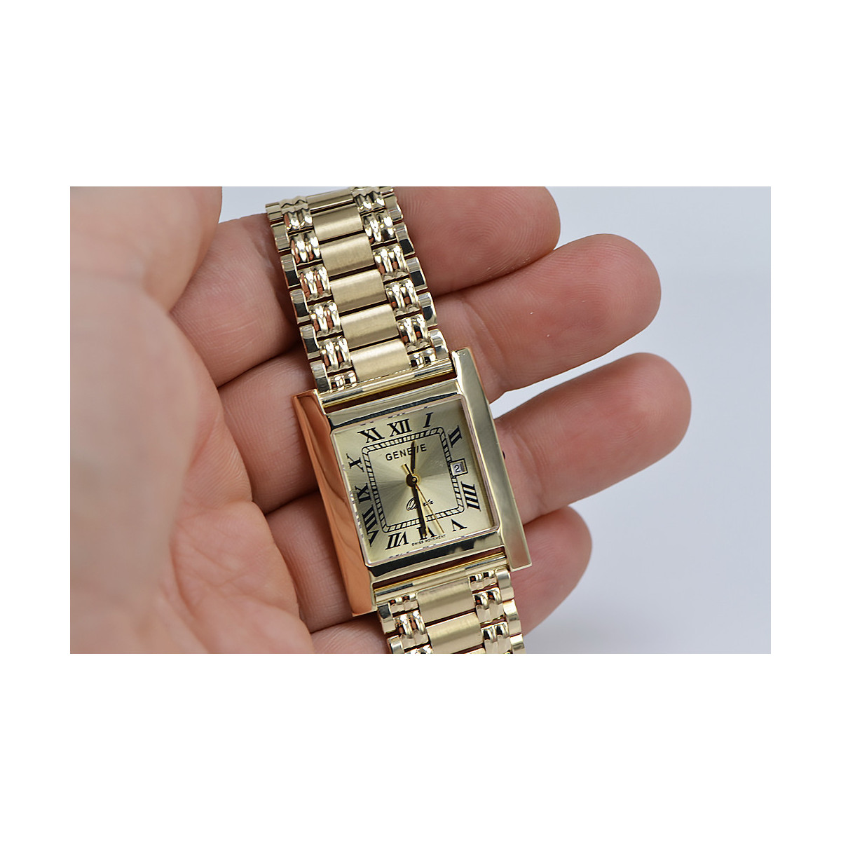 Gold men's watch Geneve ★ zlotychlopak.pl ★ Gold purity 585 333 Low Price!