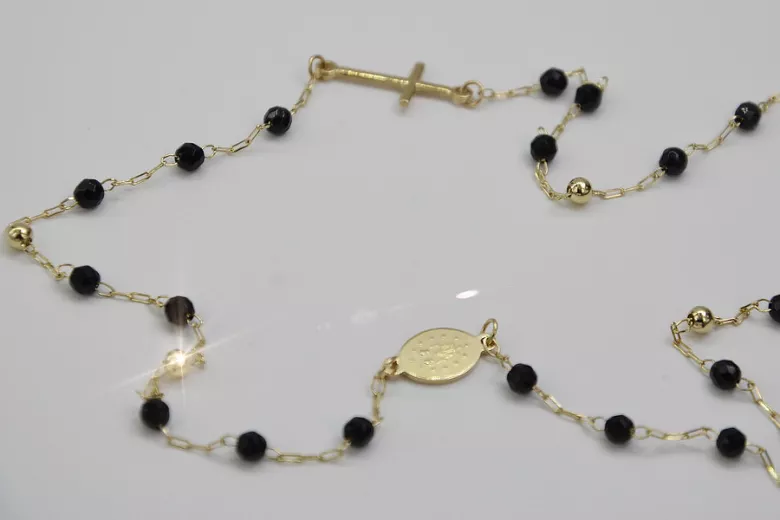 Italienisches 14 Karat Gelbgold Rosenkranz Onyx Dolce & Gabbana Kette rcc006y