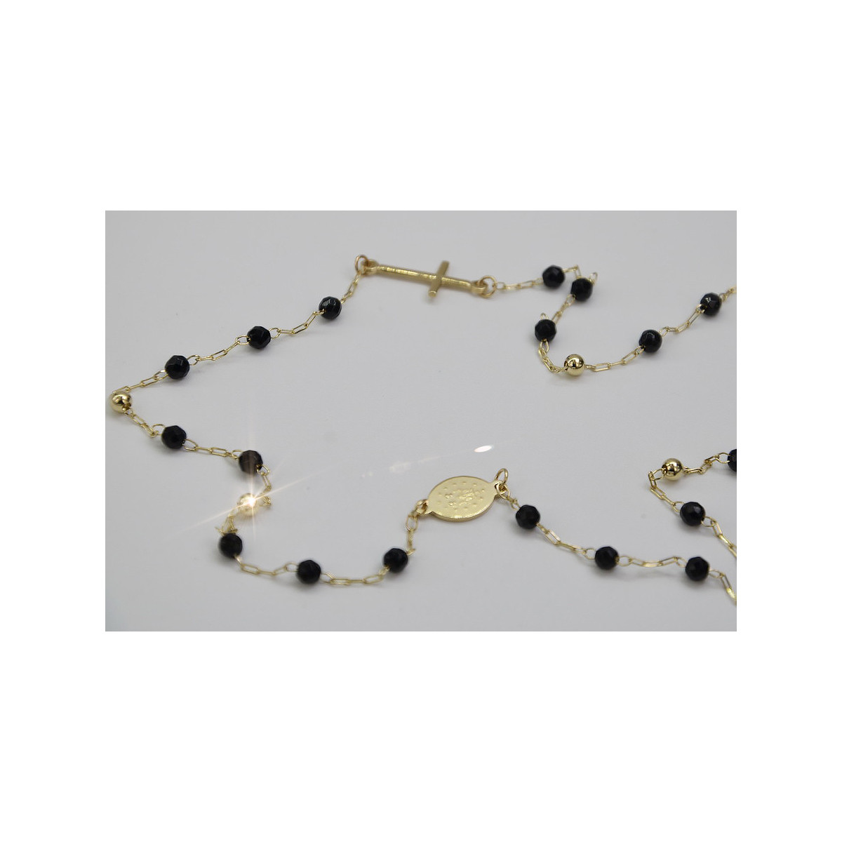 Italienisches 14 Karat Gelbgold Rosenkranz Onyx Dolce & Gabbana Kette rcc006y