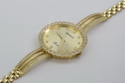 Italian Yellow Gold Geneve Lady Watch Gift 14K Yellow Gold lw108y