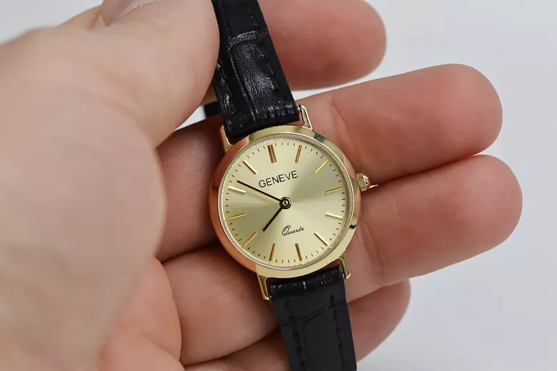 Gold men's watch Geneve ★ zlotychlopak.pl ★ Gold purity 585 333 Low Price!