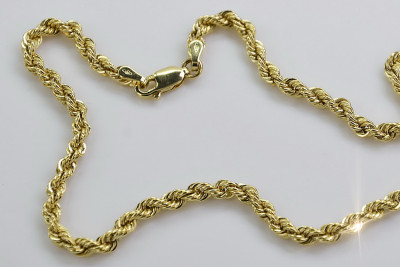 Włoski żółty 14k złoty łańcuch Corda z różnymi kamieniami cb019y