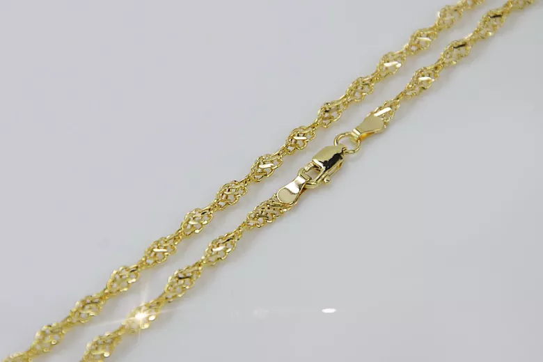 Chaîne Singapour en or jaune 14 carats Vintage Rose cc076