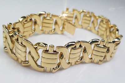 Pulsera de hombre única de oro amarillo italiano de 14k cb199y